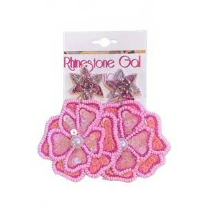 NEW SOPHIA COLLECTION women's beaded flower dangle earrings in pink